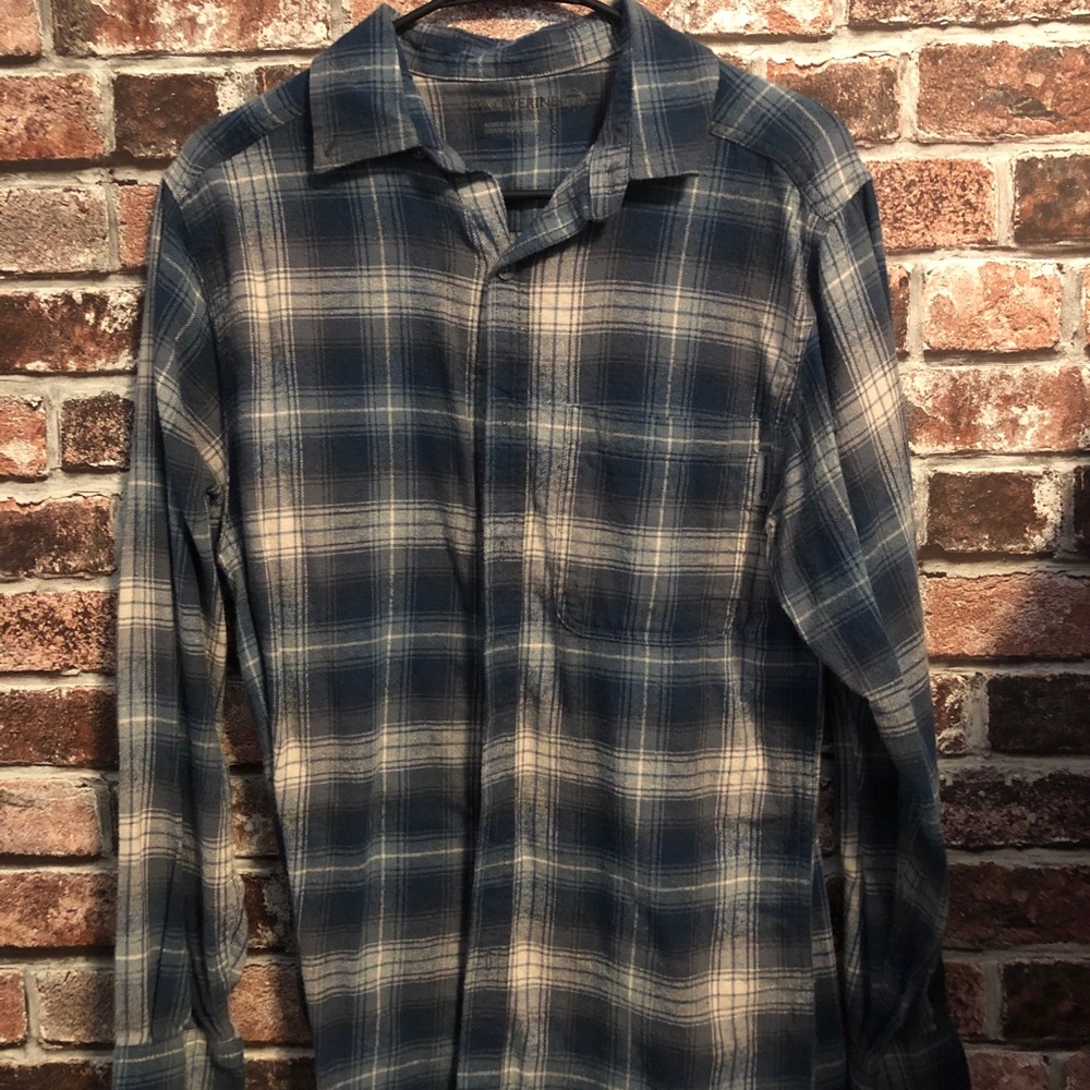 WOLVERINE BLUE FLANNEL SHIRT MENS SMALL